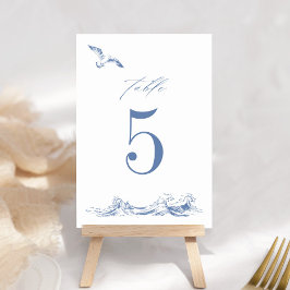 Numéro De Table Elegant Coastal Chic Blue Seaside Wedding