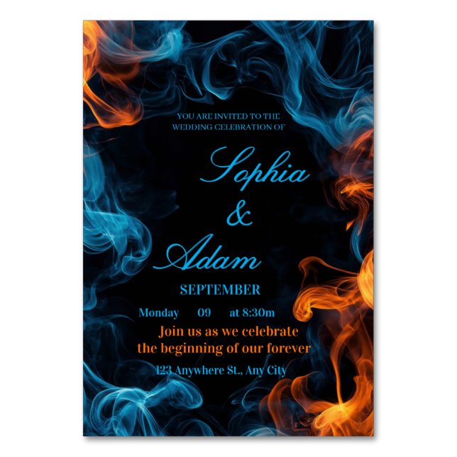 Numéro De Table Elegant Dual Flame Wedding Invitation (Par défaut)