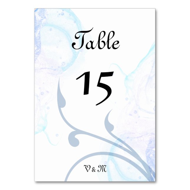 Numéro De Table Elégant Dusty clair bleu ondulé (Par défaut)