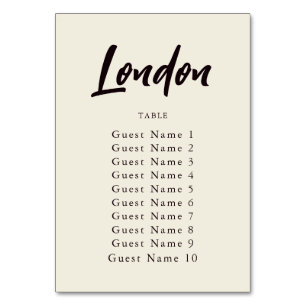 Numéro De Table Elegant Ecru Custom Table Name Assignation de sièg
