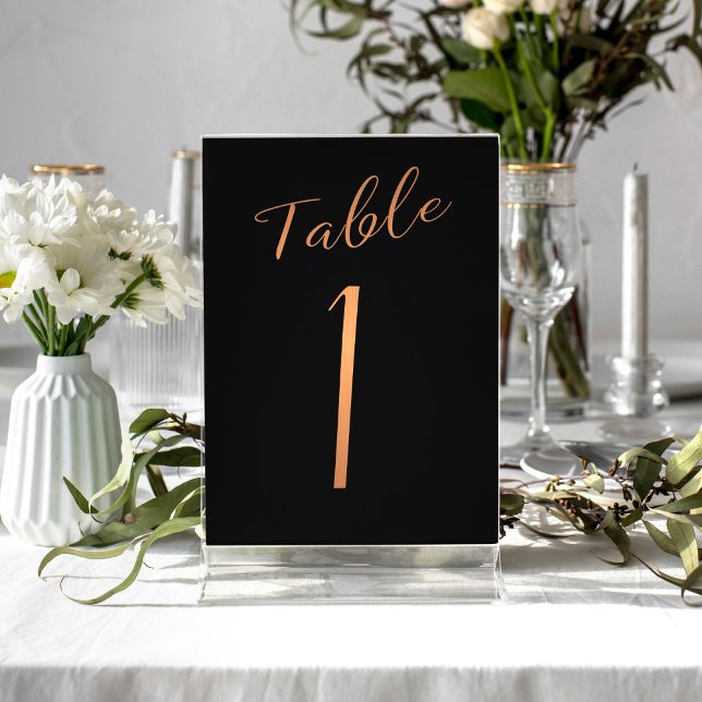 Numéro de table élégant en cuivre pailleté noir (Créateur téléchargé)