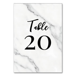 Numéro de table élégant en marbre et écriture noir