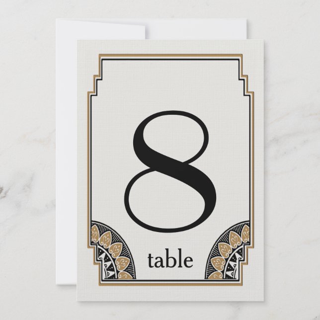 Numéro de table élégant en or Art déco 8 (Dos)