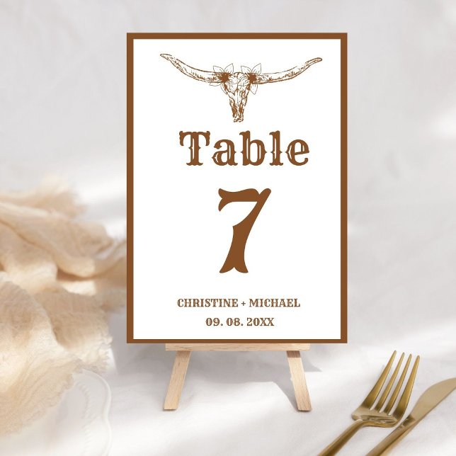 Numéro De Table Élégant et chic Boho Western Cowboy Mariage (Créateur téléchargé)
