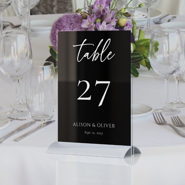 Numéro De Table Élégant et élégant : Personnalisé noir Mariage mod (Personalized Sleek and Stylish: Black Modern Wedding Table Number)