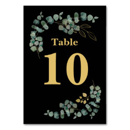Numéro De Table Elégant Eucalyptus Feuille Faux Gold