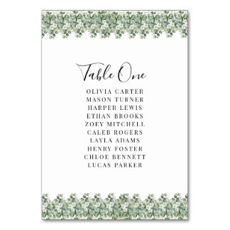 Numéro De Table Elegant Eucalyptus Greenery Wedding