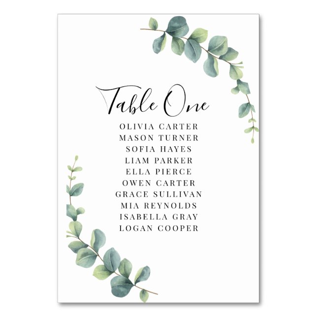 Numéro De Table Elegant Eucalyptus Greenery Wedding (Par défaut)