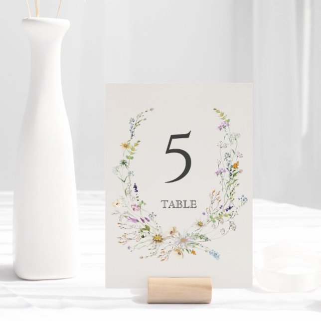 Numéro De Table Elégant Fleur sauvage Aquarelle Wreath Mariage bei (Créateur téléchargé)