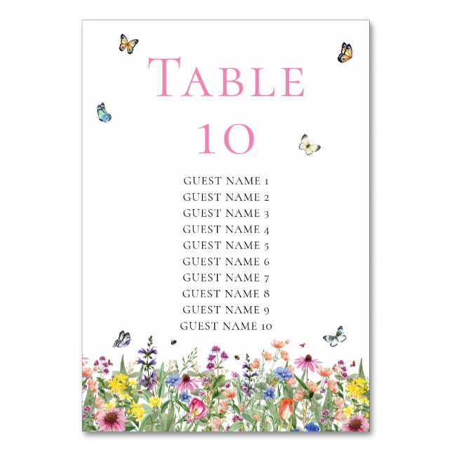 Numéro De Table Élégant Fleur sauvage de Bohême Mariages noms d'in (Par défaut)
