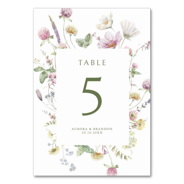 Numéro De Table Élégant Fleur sauvage Pastel Soft Mariage botaniqu (Par défaut)