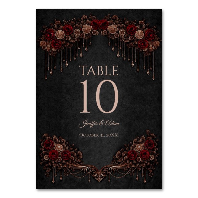 Numéro De Table Elegant floral Gothic Wedding Table number (Par défaut)