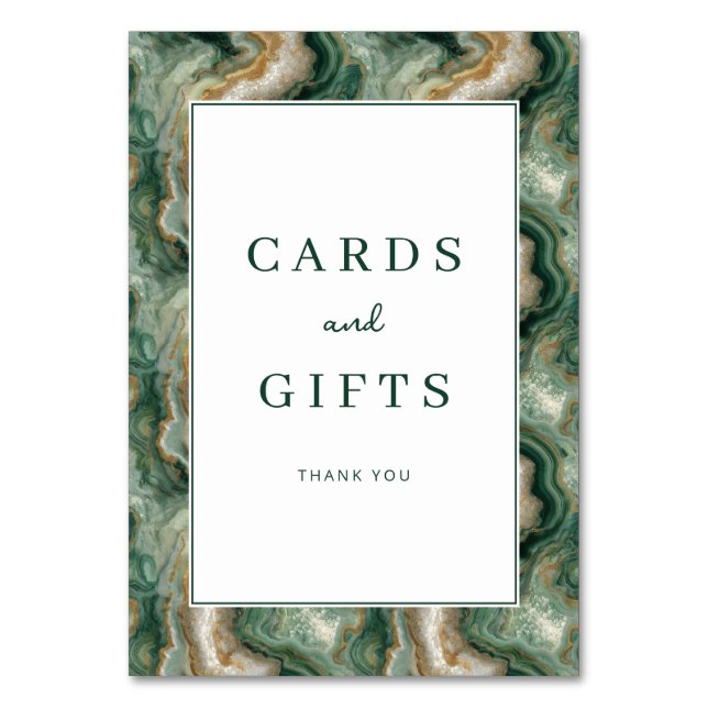 Numéro De Table Elegant Green Marbled Gratitude Card (Par défaut)