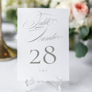 Numéro De Table Élégant gris classique sur Mariage de calligraphie