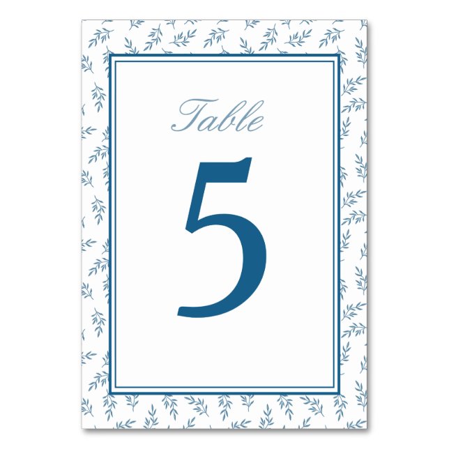 Numéro De Table Elégant Jardin Bleu Classic Mariage Numéro de tabl (Par défaut)