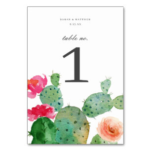 Numéro De Table Elégant jardin de Cactus MARIAGE