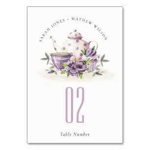 Numéro De Table Élégant Lilac Purple floral Mariage de la Coupe de
