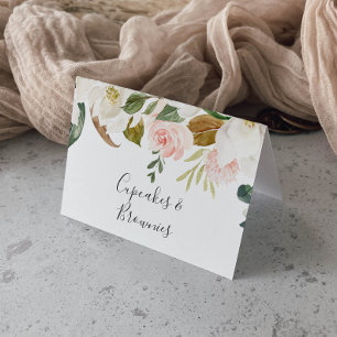 Numéro De Table Élégant Magnolia   White & Blush Buffet Étiquette 
