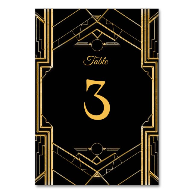 Numéro De Table Élégant Mariage Art Déco Gatsby (Par défaut)