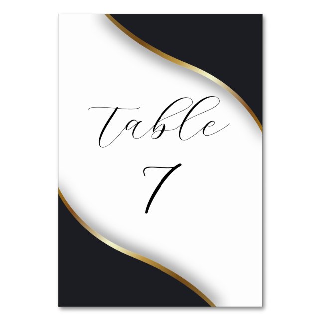 Numéro De Table Élégant Mariage Black White Gold (Par défaut)