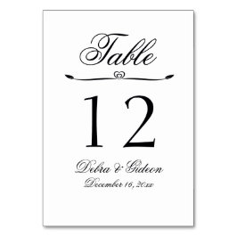 Numéro De Table Élégant Mariage blanc et noir