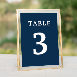 Numéro De Table Élégant Mariage bleu marine Numéro de tableau