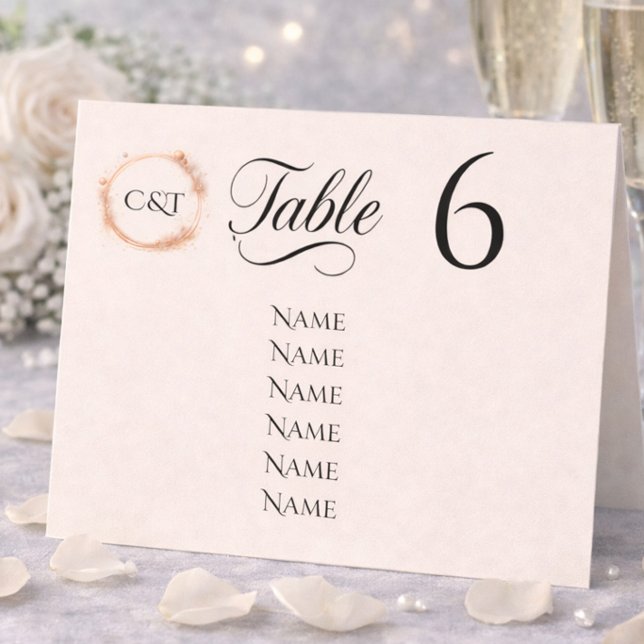 Numéro De Table Élégant mariage calligraphie script scintillement  (Créateur téléchargé)