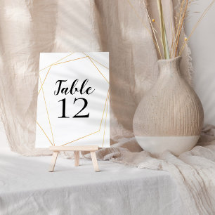 Numéro De Table Elégant Mariage de cadre géométrique or simple