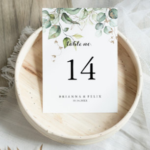 Numéro De Table Élégant Mariage de calligraphie Gold Green