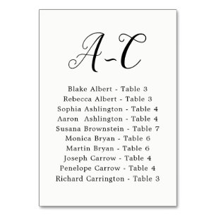 Numéro De Table Élégant Mariage de calligraphie Invité par nom