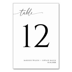 Numéro De Table Élégant Mariage de calligraphie noire moderne 12