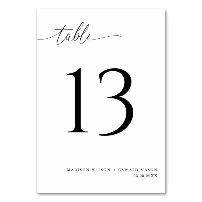 Numéro De Table Élégant Mariage de calligraphie noire moderne 13 (Par défaut)