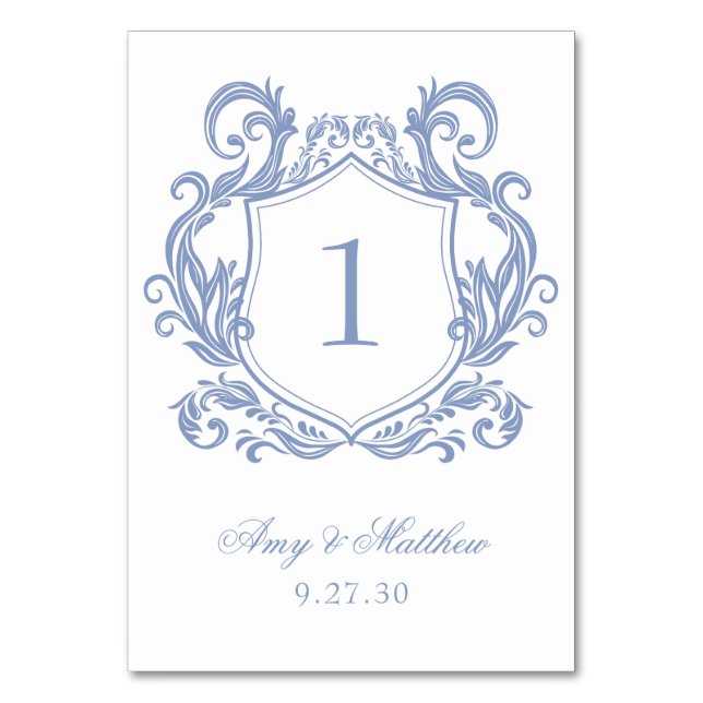 Numéro De Table Élégant Mariage de crête bleue Dusty (Par défaut)
