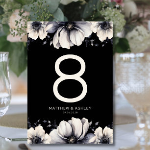 Numéro De Table Élégant Mariage de fleurs noires