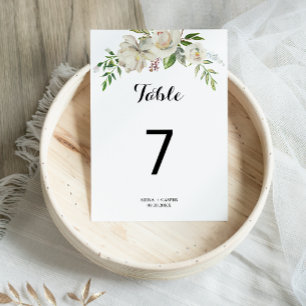 Numéro De Table Élégant Mariage de la pivoine blanche hiver