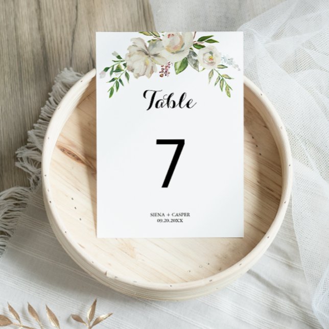 Numéro De Table Élégant Mariage de la pivoine blanche hiver (Créateur téléchargé)