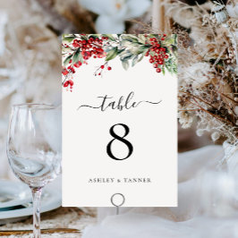Numéro De Table Élégant Mariage de Noël d'hiver
