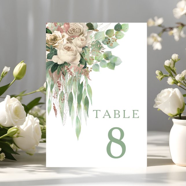 Numéro De Table Élégant Mariage de pivoines florales (Elegant Floral Peonies Wedding Table Number)