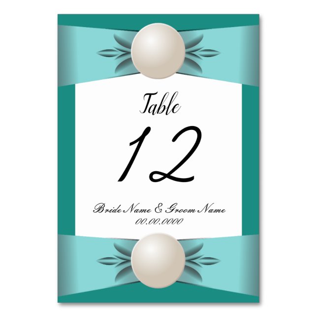 Numéro De Table Élégant Mariage de ruban Turquoise et Turquoise Pe (Par défaut)