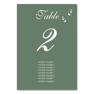 Numéro De Table Élégant Mariage de script en vert d'olive Sage for