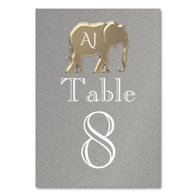 Numéro De Table Élégant Mariage d'Éléphant d'Or et d'Argent (Par défaut)