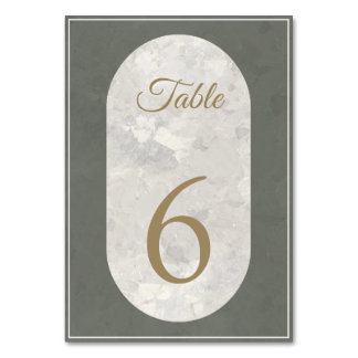 Numéro De Table Elégant Mariage en marbre vert Taupe