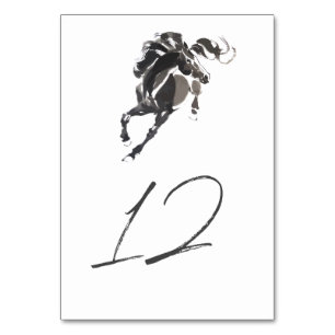 Numéro De Table Elégant Mariage équestre classe aquarelle