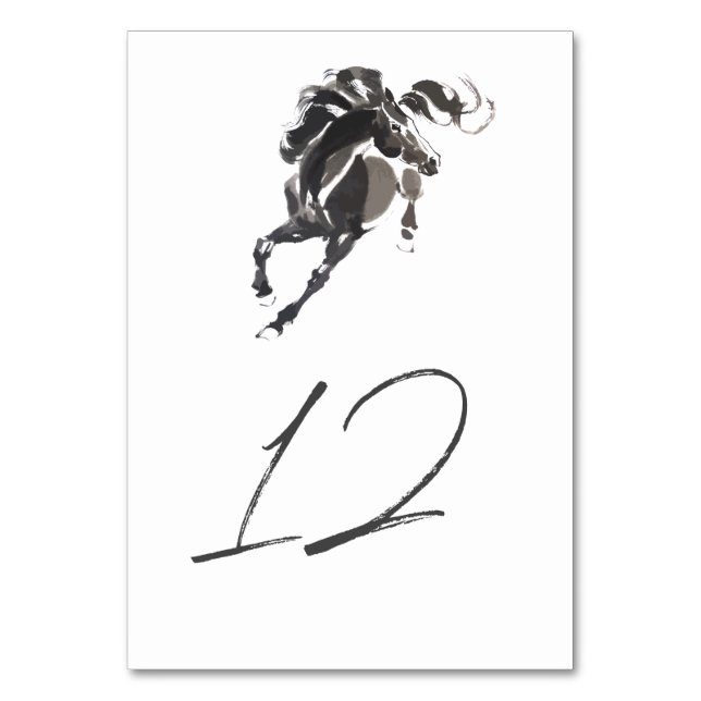 Numéro De Table Elégant Mariage équestre classe aquarelle (Par défaut)