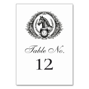 Numéro De Table Élégant Mariage équestre de monogramme de crête