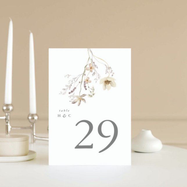 Numéro De Table Élégant Mariage Fleur sauvage Boho Spring (Créateur téléchargé)
