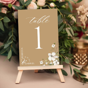 Numéro De Table Élégant Mariage floral de l'aquarelle de script