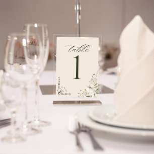 Numéro De Table Élégant Mariage floral de l'aquarelle de script