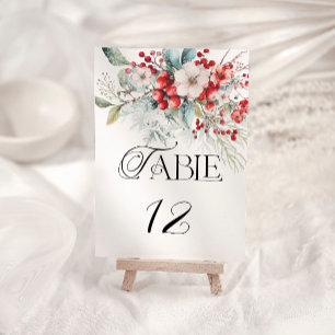 Numéro De Table Élégant Mariage floral d'hiver