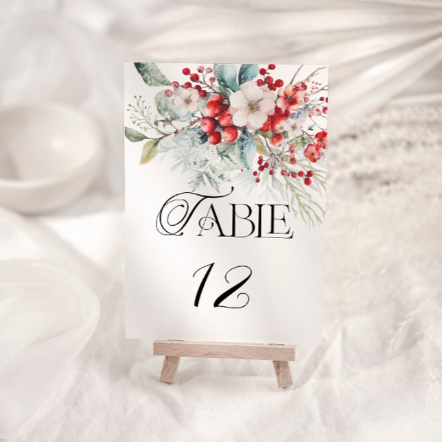 Numéro De Table Élégant Mariage floral d'hiver (Créateur téléchargé)